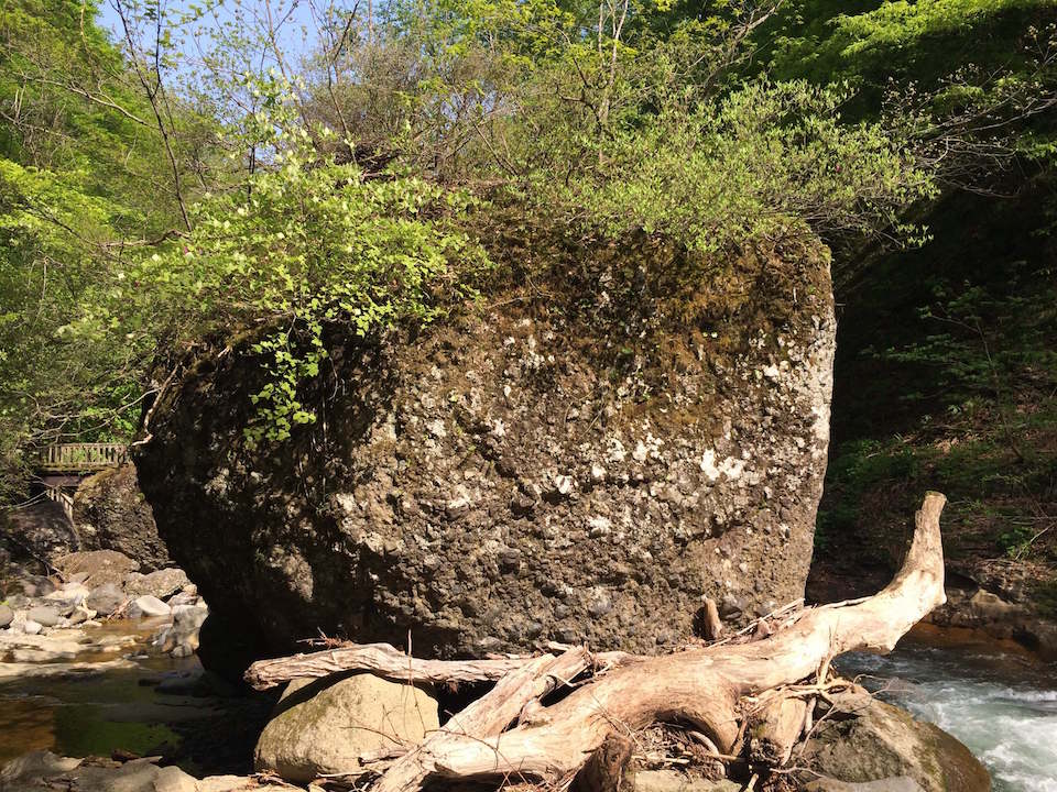 姉滝の近くに有る巨大な岩