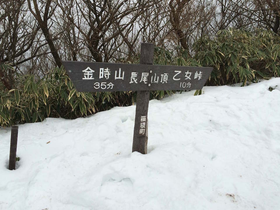 長尾山の山頂の標識