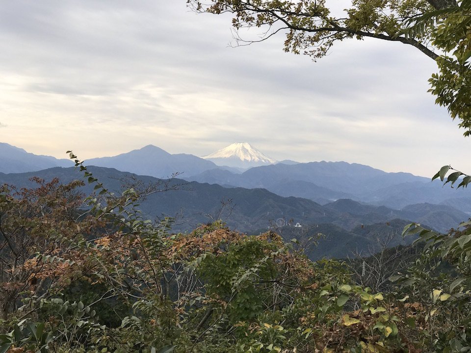 高尾山から富士山を眺める